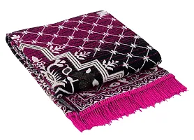 Zesture Bring Home Premium Chenille Jacquard Weaved Carpet, Area Rug, Dhurries, 5 x 6 ft, Pink -Black-thumb2