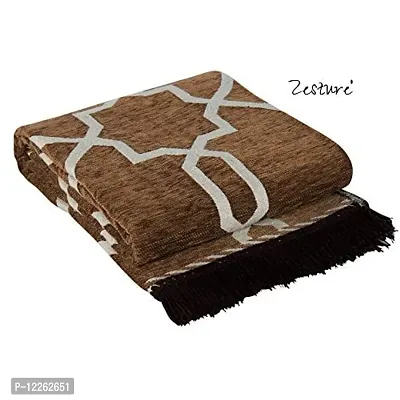 Zesture Premium Flat Weave Geometric Collection Multipurpose Living Room Bedroom Area Rug Carpet dhurrey with Tassles (4.5 FT x FT, Camel)-thumb3