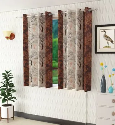 Polyester Printed Window Curtains Set Of 2