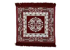 Zesture 2x2 Ft Velvet Prayer Mat Premium Meditation Pooja Rug -Maroon, 4-thumb2