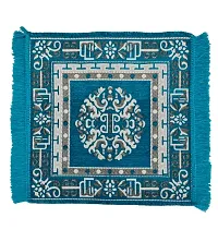 Zesture 2x2 Ft Velvet Prayer Mat Premium Meditation  Pooja Rug -Aqua_4-thumb1