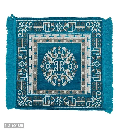 Zesture 2x2 Ft Velvet Prayer Mat Premium Meditation  Pooja Rug -Aqua_4-thumb2