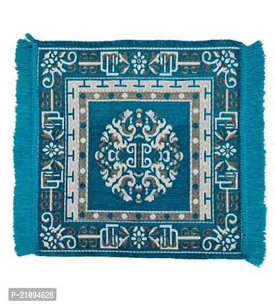 Zesture 2x2 Ft Velvet Prayer Mat Premium Meditation Pooja Rug -Aqua_3-thumb2