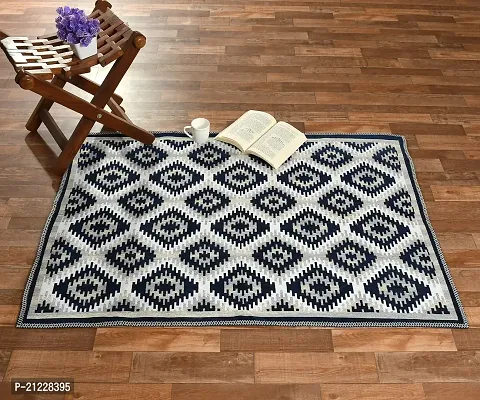 Zesture 6D Velvet Chenille Floral Design Multipurpose Modern Carpets for Living Room Carpet Rug Runner and Carpets for Bedroom/Living Area/Home with Anti Slip (3x5 ft. Navy-Blue)