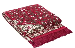 Beautiful Red Self Pattern Chenille And Polyester Weaved Carpet - 6X4 Feet (Made In India )-thumb1