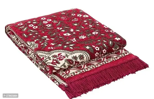 Beautiful Red Self Pattern Chenille And Polyester Weaved Carpet - 6X4 Feet (Made In India )-thumb2