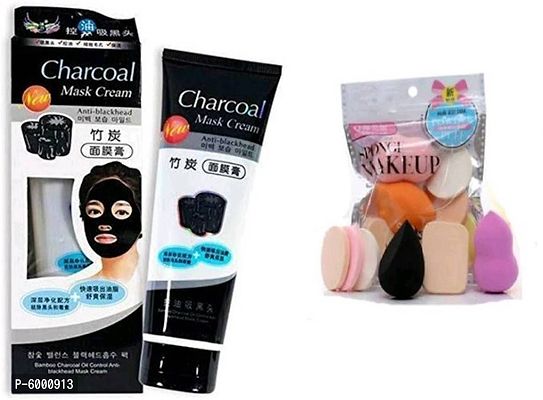 charcoalface mask cream + famiiy pack of sponge