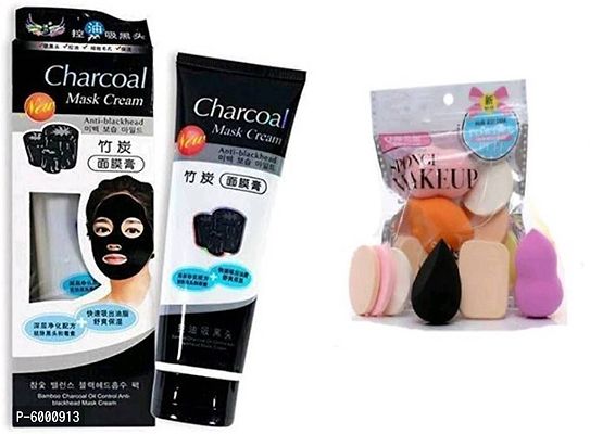 charcoalface mask cream + famiiy pack of sponge-thumb0