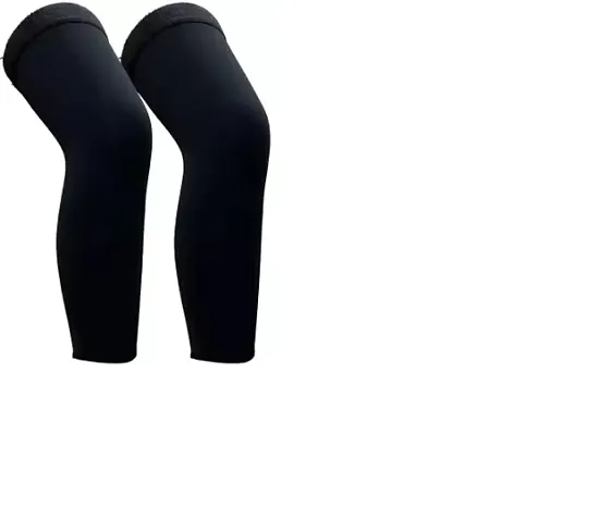 Fur Soft Warm Stretchable Velvet Fleece KNEE CAP Socks For Men | Women Knee Support (black)