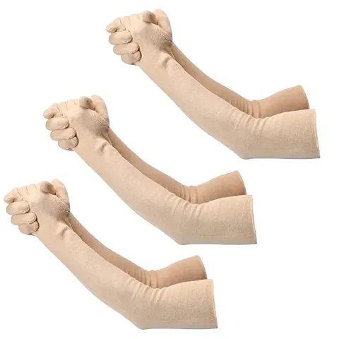 Beige Cotton Gloves 3 Pair