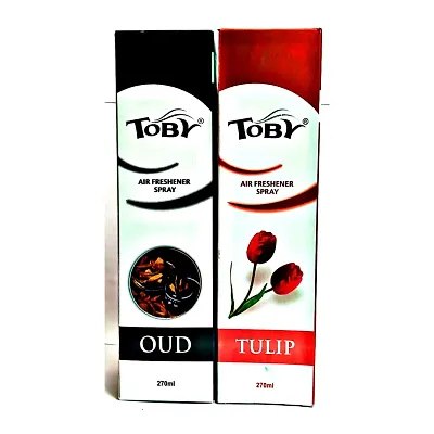 Toby Air Freshener Spray - Oud and Tulip | Long-Lasting Fragrance | (250 ml) (Pack of 2)