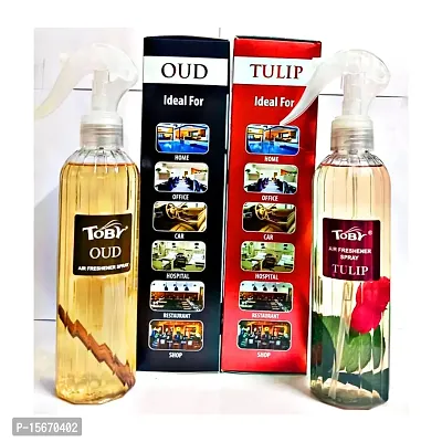Toby Air Freshener Spray - Oud and Tulip | Long-Lasting Fragrance | (250 ml) (Pack of 2)-thumb3