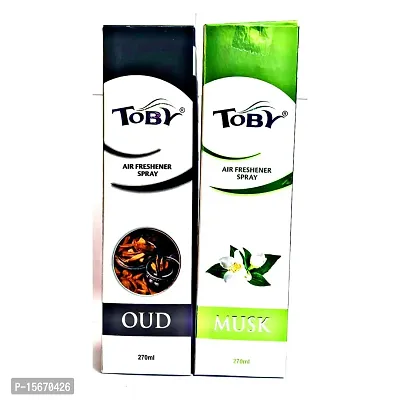 Toby Air Freshener Spray - Oud and Musk | Long-Lasting Fragrance | (250 ml) (Pack of 2)-thumb0