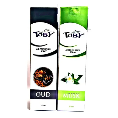 Toby Air Freshener Spray - Oud and Musk | Long-Lasting Fragrance | (250 ml) (Pack of 2)