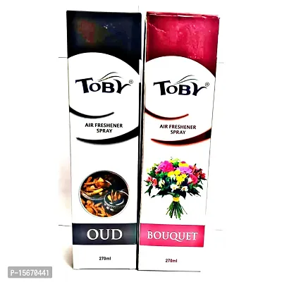 Toby Air Freshener Spray - Oud and Bouquet | Long-Lasting Fragrance | (250 ml) (Pack of 2)-thumb0