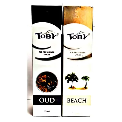 Toby Air Freshener Spray - Oud and Beach | Long-Lasting Fragrance | (250 ml) (Pack of 2)