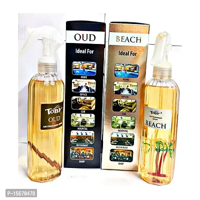 Toby Air Freshener Spray - Oud and Beach | Long-Lasting Fragrance | (250 ml) (Pack of 2)-thumb2