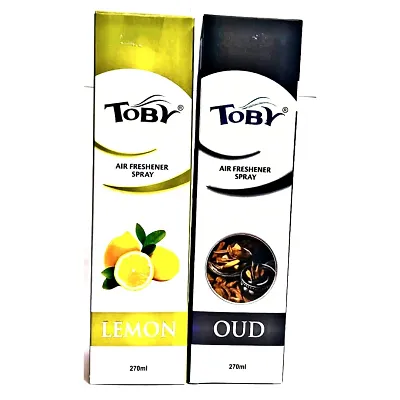 Toby Air Freshener Spray - Oud and Lemon | Long-Lasting Fragrance | (250 ml) (Pack of 2)