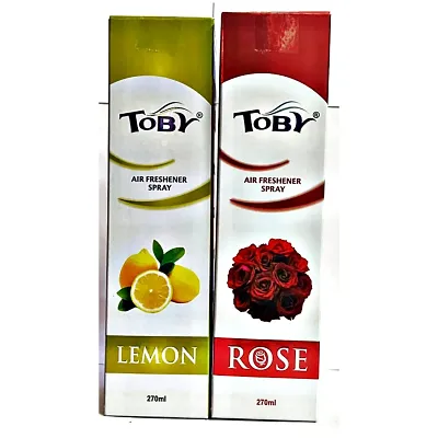 Toby Air Freshener Spray - Lemon  Rose | Long-Lasting Fragrance | (250 ml) (Pack of 2)