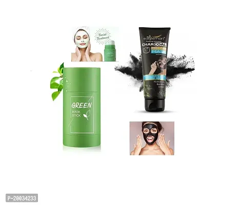 Glowhouse Charcoal Anti-Blackhead , Deep Cleansing, Purifyin Peel Off Mask,Green Tea Purifying Clay Stick Mask Oil Control Anti-Acne Eggplant Solid Fine - (Pack of 2)