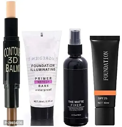 Glowhouse Professional's Face Makeup - Primer, Fixer, Contour Balm, Luxury Foundation Combo set