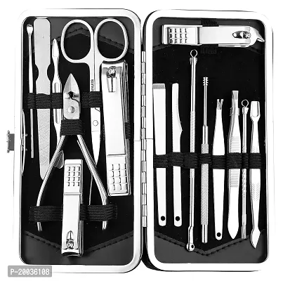 Glowhouse Manicure Set 16 in 1 Stainless Steel Professional Pedicure Kit Nail Scissors Grooming Kit with Leather Travel Case