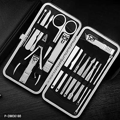 Glowhouse Manicure Set 16 in 1 Stainless Steel Professional Pedicure Kit Nail Scissors Grooming Kit with Leather Travel Case-thumb5