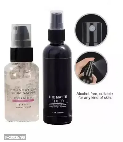 Glowhouse Combo of Matte Fixer with Makeup Base Foundation Primer - 150 ml (Transparent)-thumb0