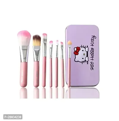 Glowhouse 7 Pcs pink color hello kitty makeup brush set (Pink color)-thumb2