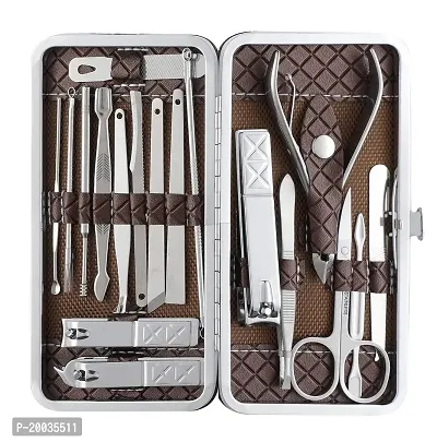 Glowhouse 18 Pieces Manicure Kit, Pedicure Tools for Feet, Nail Clipper, Ear Pick Tweezers, Manicure Pedicure Set for Women and Men, Brown