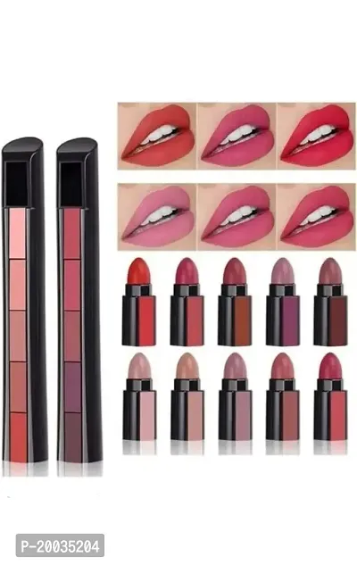 Glowhouse Matte Finish, Fab 5 Red  Nude Edition Pro Colors Hydrating Lips Velvety Matte Finish Shades one stick five shades Lipstick combo 2-thumb0