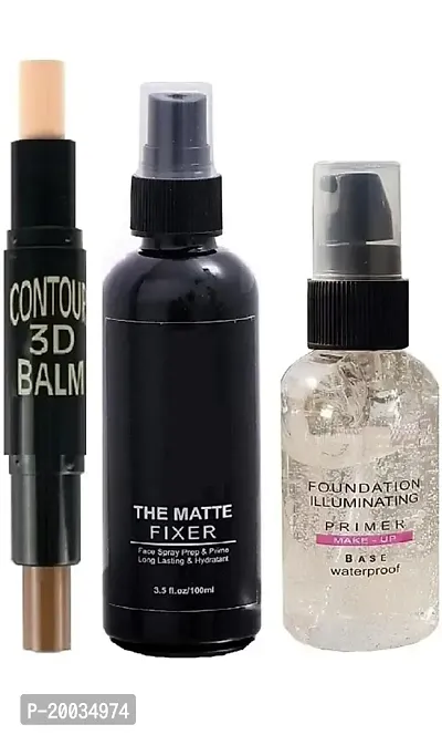 Glowhouse Highlighter and Contour Stick Face Base Makeup Primer Matte makeup Fixer Spray (pack of 3)