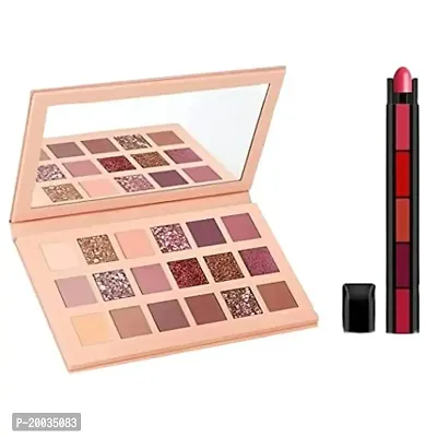 Glowhouse BEAUTY Makeup Kit for Girls, Lipstick Combo Set Fab 5 in 1 Red Edition Matte Finish Lipsticks with 18 Shades Nude Edition Eyeshadow Palette
