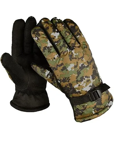 VTFlair?Adjustable Full Finger Army Printed Style Warmer Bike Riding Winter Gloves For Men And Boys Gloves Green Color(Pack of 1 Pair)(VT-Gloves)