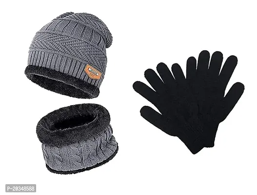 Fashionable Grey Winter Caps Pack Of 2