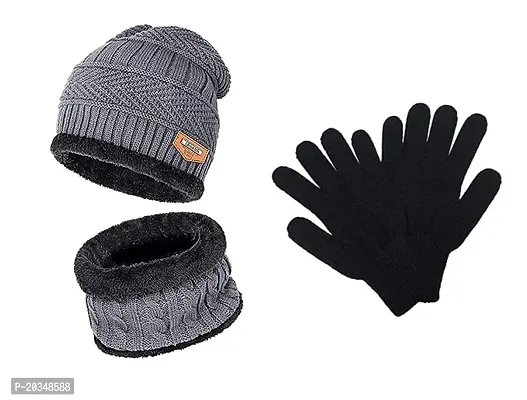 Fashionable Grey Winter Caps Pack Of 2-thumb0