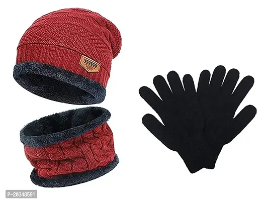 Fashionable Red Winter Caps Pack Of 2