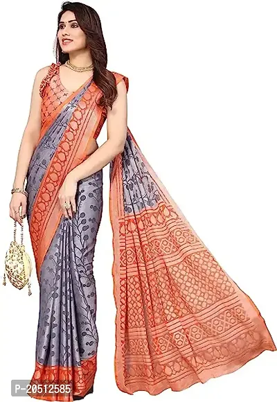 Elegant Grey Chiffon Saree with Blouse piece For Women