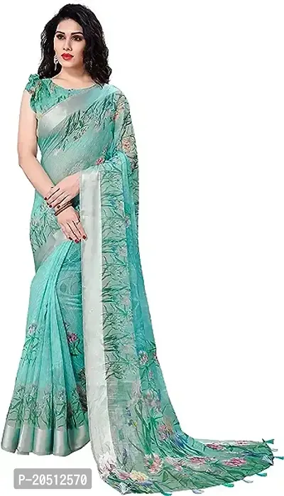 Elegant Green Chiffon Saree with Blouse piece For Women