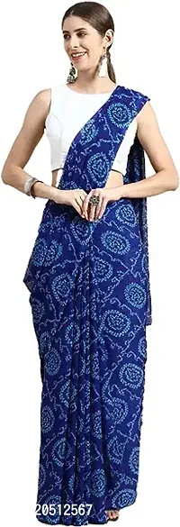 Elegant Blue Chiffon Saree with Blouse piece For Women