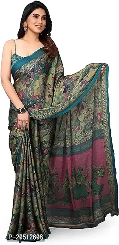 Elegant Multicoloured Chiffon Saree with Blouse piece For Women-thumb0