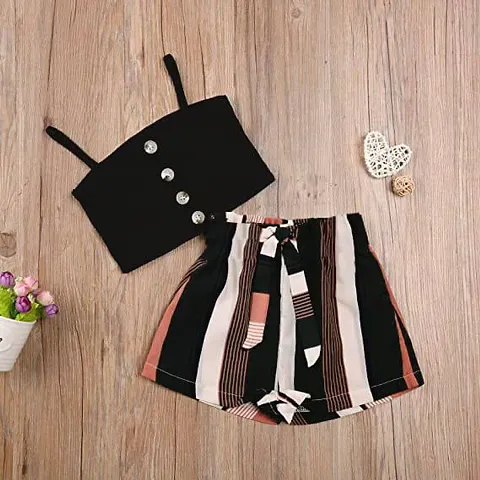 VK CLOTHING Cutie Pie Classical Black Baby Top Shorts Little Girl's Printed Designer Stylish Colouring Trendy Top and Bottom Set(Top Shorts-P)