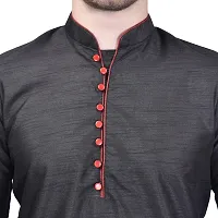 PRINTCULTR Men's Silk Traditional Kurta Pyjama Set | Regular Long Sleeve Solid Kurta | Elastic Waistband Pyjama | (PCDSK7)-thumb3