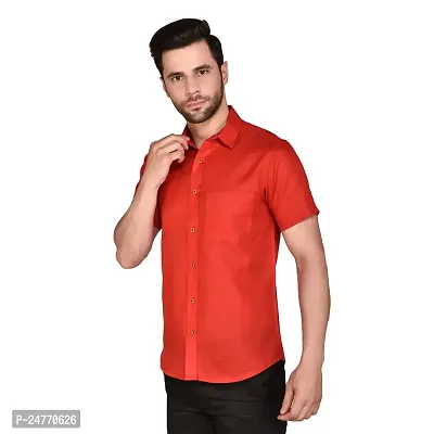 PRINTCULTR Men's Cotton Blend Casual Designer Solid Color Shirt | Regular Slim Fit Half Sleeve, Straight, Waist Length Collared Neck Solid Formal Shirt |-thumb3