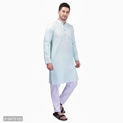 PRINTCULTR Men's Cotton Traditional Kurta Pyjama Set | Regular Long Sleeve Solid Kurta | Elastic Waistband Pyjama | (CKP3)-thumb3