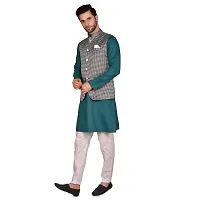 Stylish Men Silk Kurta, Pyjama with Jacket Set-thumb2