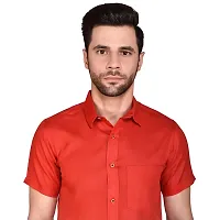 PRINTCULTR: Men's Cotton Blend Casual Designer Solid Color Shirt | Regular Slim Fit Half Sleeve, Straight, Waist Length Collared Neck Solid Formal Shirt |-01-thumb3