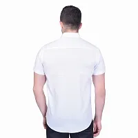 Reliable White Cotton Blend Short Sleeves Casual Shirt For Men-thumb1