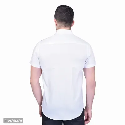 Reliable White Cotton Blend Short Sleeves Casual Shirt For Men-thumb2