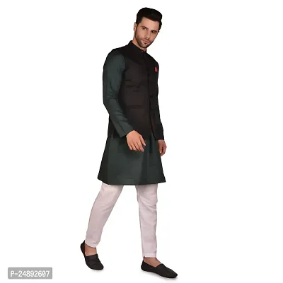 Stylish Men Silk Kurta, Pyjama with Jacket Set-thumb3